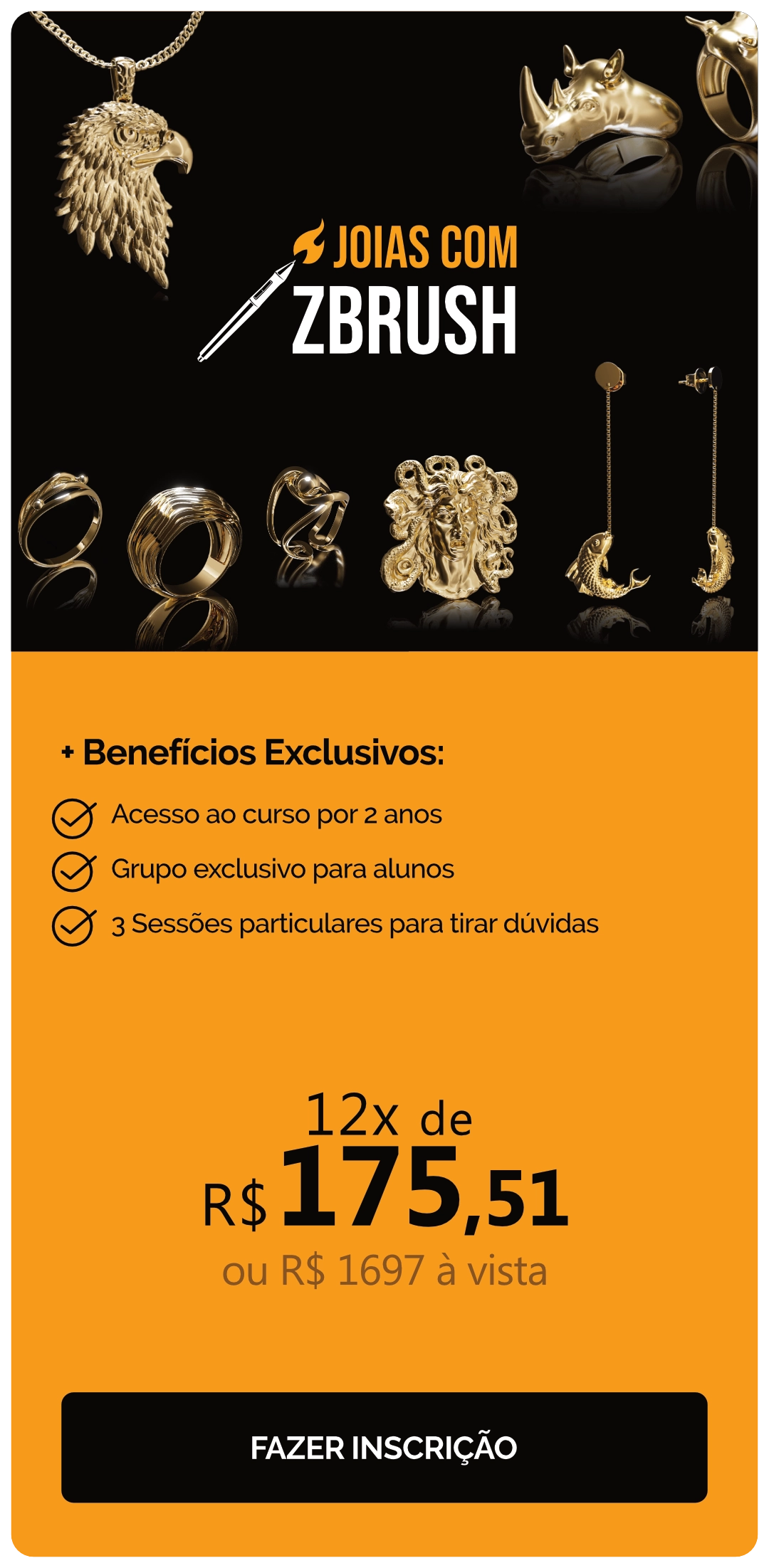 02 - JOIAS ZBRUSH E IA PEDRO LOBO ACADEMY curso de joias 3D com rhinoceros, Zbrush e Renderização de joias 3D